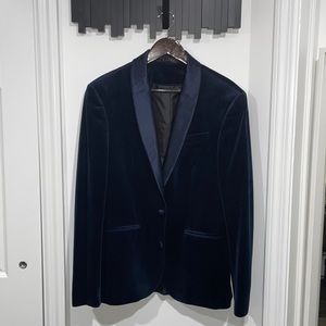 Zara Mens Velvet/Satin Navy Blazer